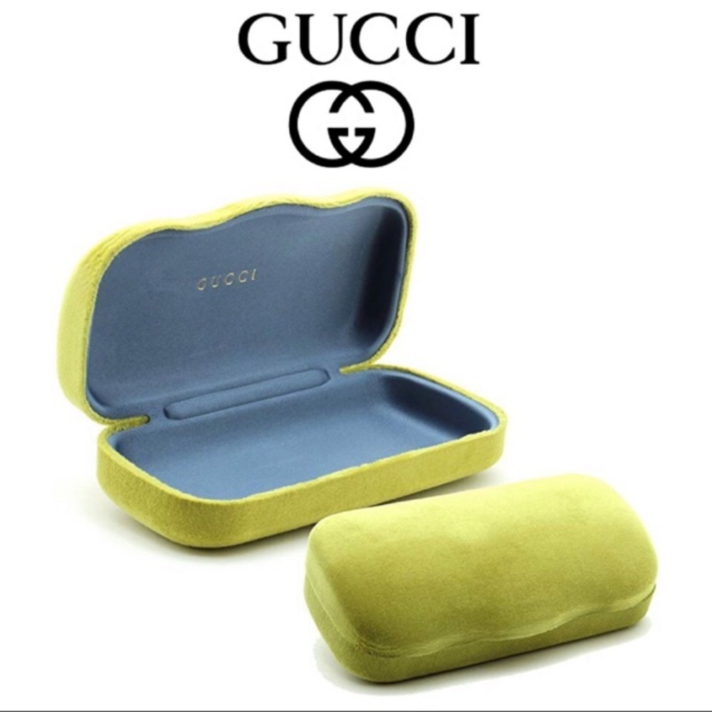 GUCCI Hard Clamshell Replacement Eyeglass Case Lime Green Velour Sunglasses Case